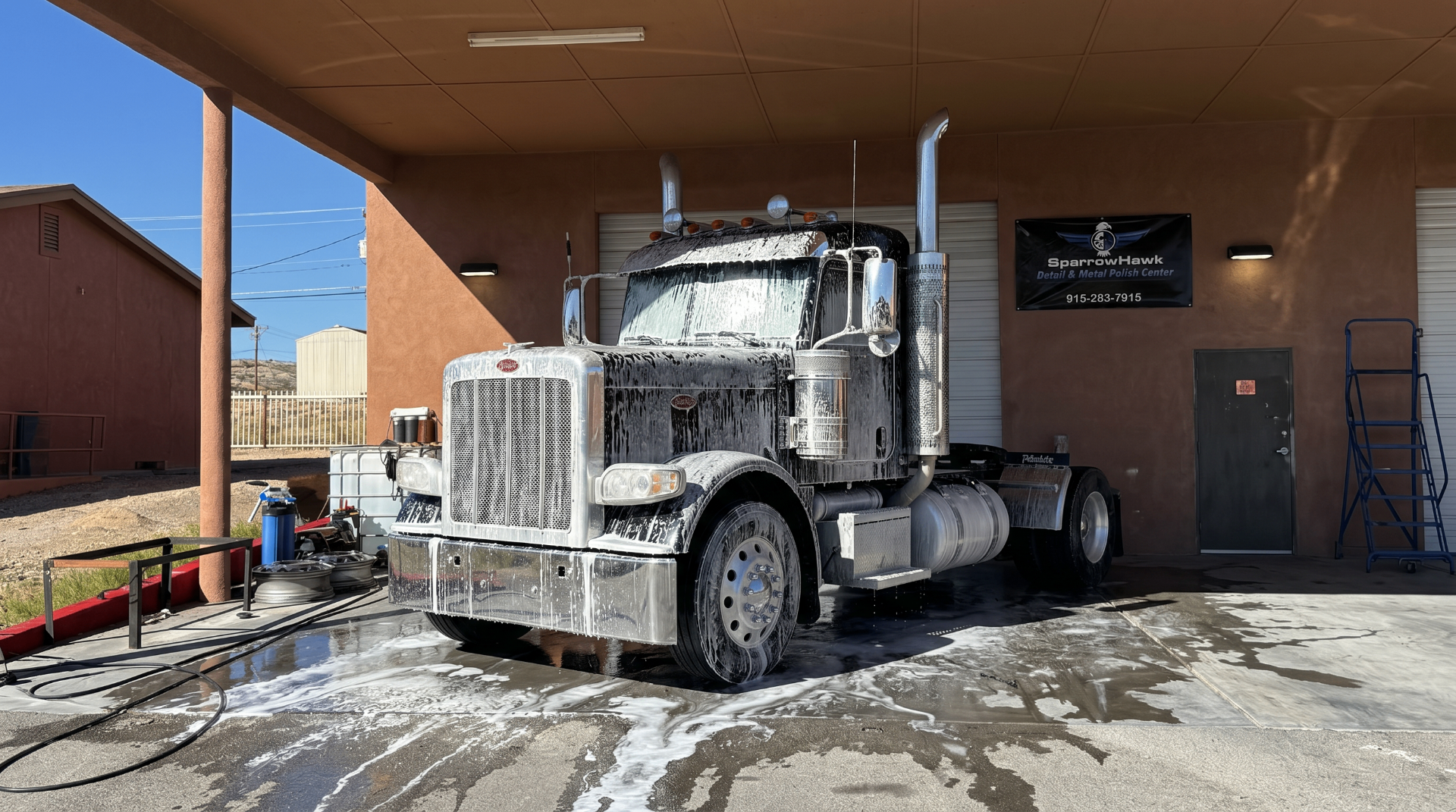 Peterbilt foam wash at El Paso Truck Wash & Polish